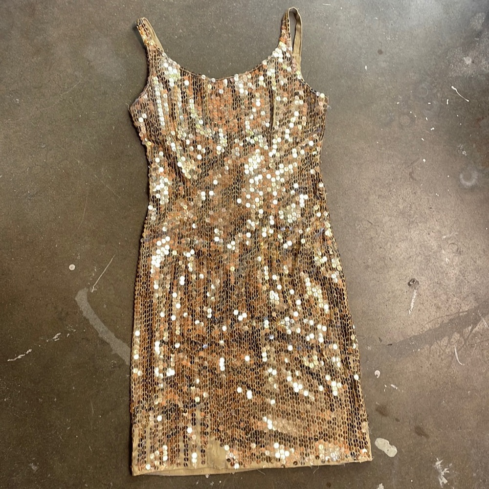 Vintage Gold Sequin Dress Laurence Kazar